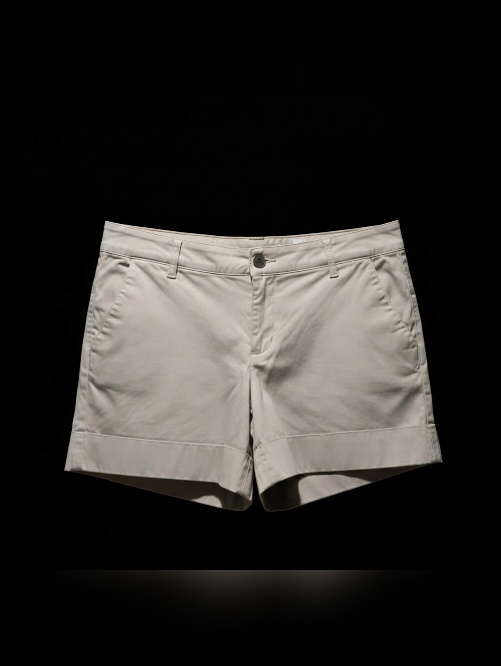 Express Off White Editor Chino Cuffed Shorts Mid-Rise 3-Hook Waist - Size 6